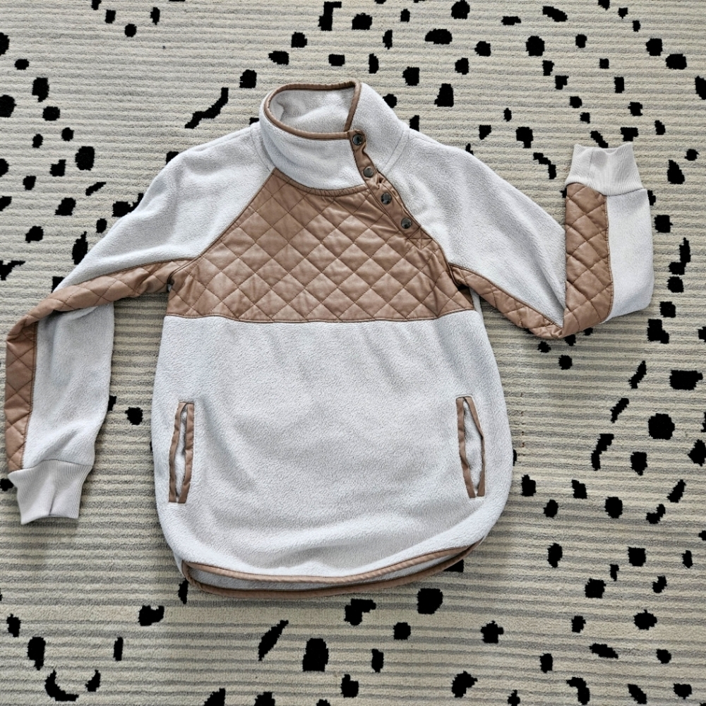 Abercrombie  & Fitch Fleece Jacket with Faux Leather Detail!